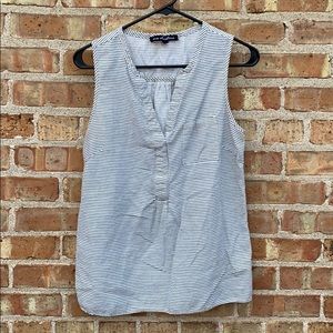 White and black striped linen tank